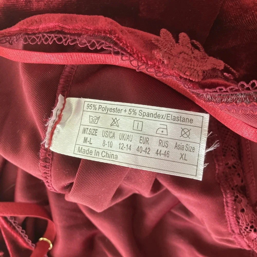Velvet Red‎ Babydoll Lace Embroidered Top Vampcore Whimsigoth Dark Fairy M/L